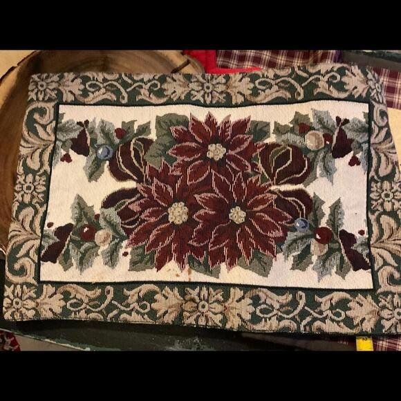 Other - Elegant Floral Tapestry Place Mats Poinsettia Design Set of 4
